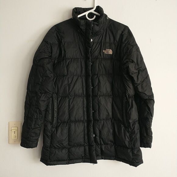The North Face Puffer Jacket Womens L Black Quilted Snap Zip